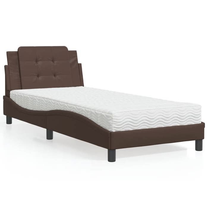 VidaXL Lit avec Matelas, Lit Rembourré avec Coussin de Tête de Lit, Lit Simple, Lit Adulte, Meuble de Chambre à Coucher 3208840