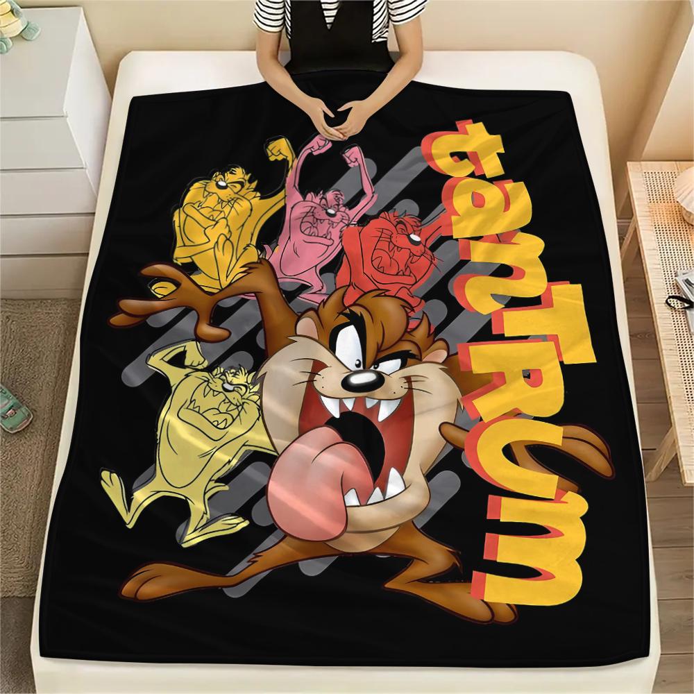 1 ks Flanelová deka s potiskem Tasmánského ďábla, Vysoce kvalitní, Pro všechna roční období, Domácí dekorace, Teplo a pohodlí, Perfektní jako vánoční dárky
