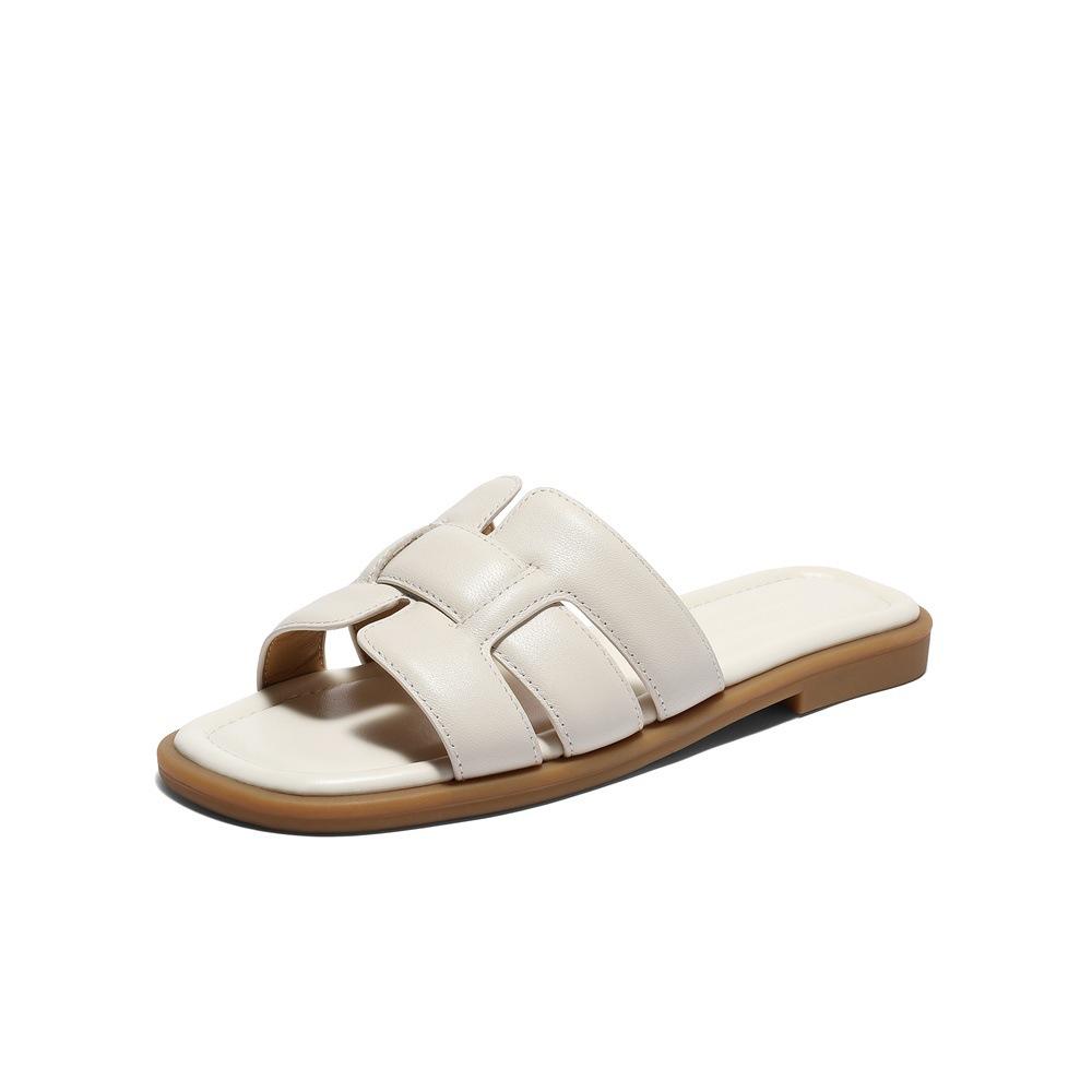 

Spot second hair! Seaside beach one-word slippers women s 25 Xia Xin soft casual versatile student Roman sandals 35