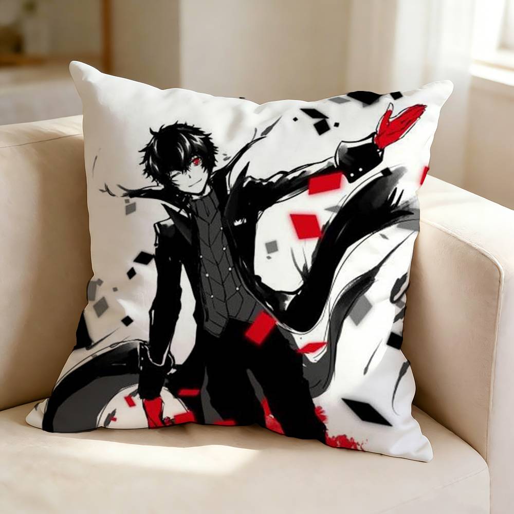 Anime PPersona Cool JJoker Pillow Case Square DoubleSided Sofa Cushion Cover Bedroom Bedside Pillow