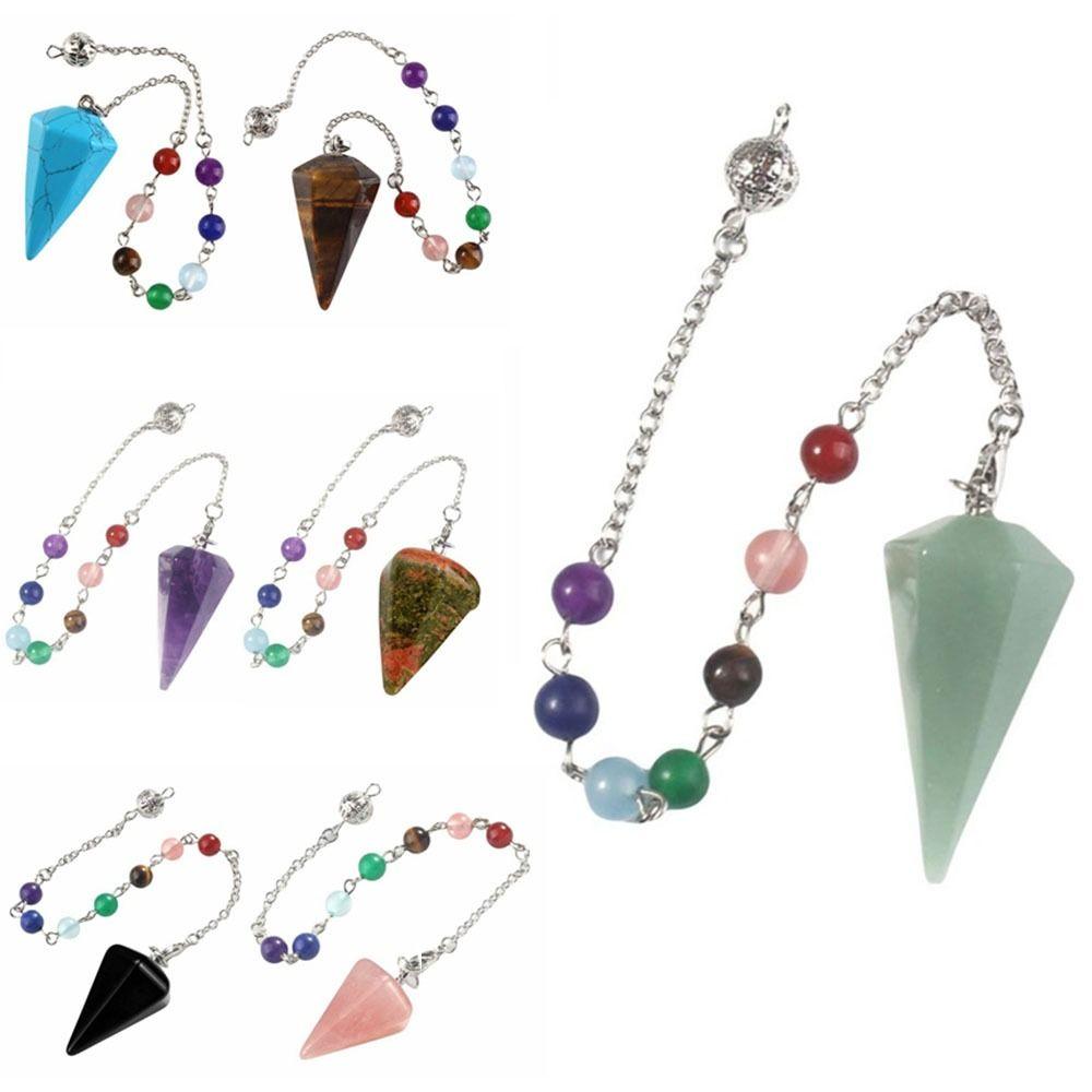 Bead Chain Healing Crystal Pendant Rainbow Color Natural Crystal Necklace Meditation Use