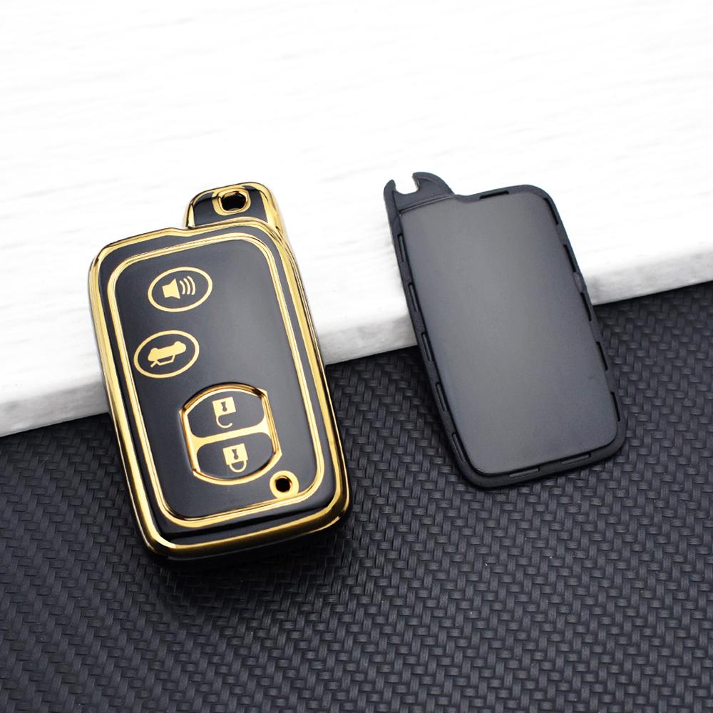 4 Buttons Tpu Car Key Case For Toyota Rav4 Highlander Camry Avalon Prius Alpha Aqua Land Cruiser Auris Key Cover With Key Chain
