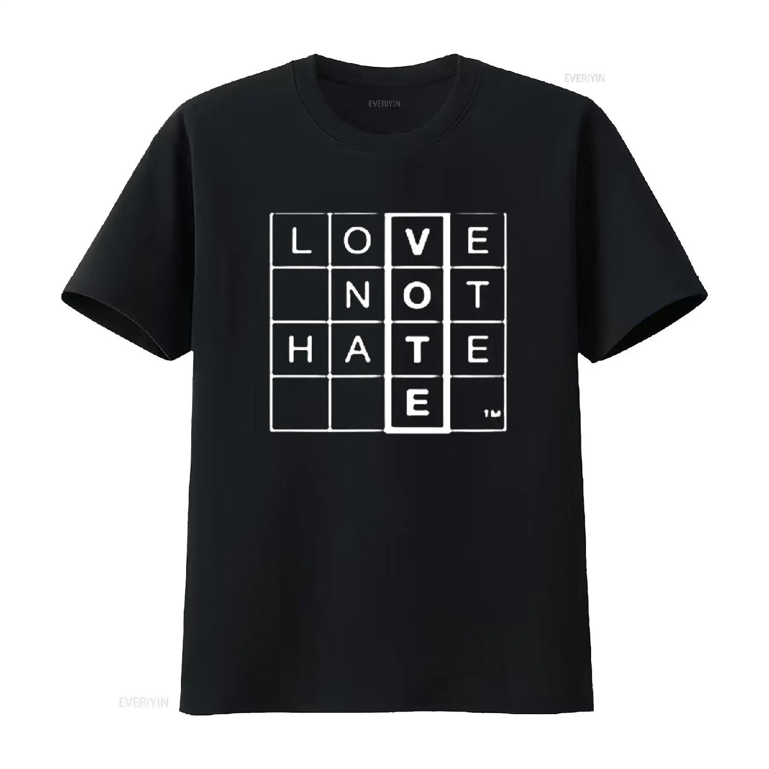 

Womens Love Not Hate T Shirt Black Small vintage Washed designer clothes Top For Everyday Wear streetwear Unisex graphic homme XXXXXL