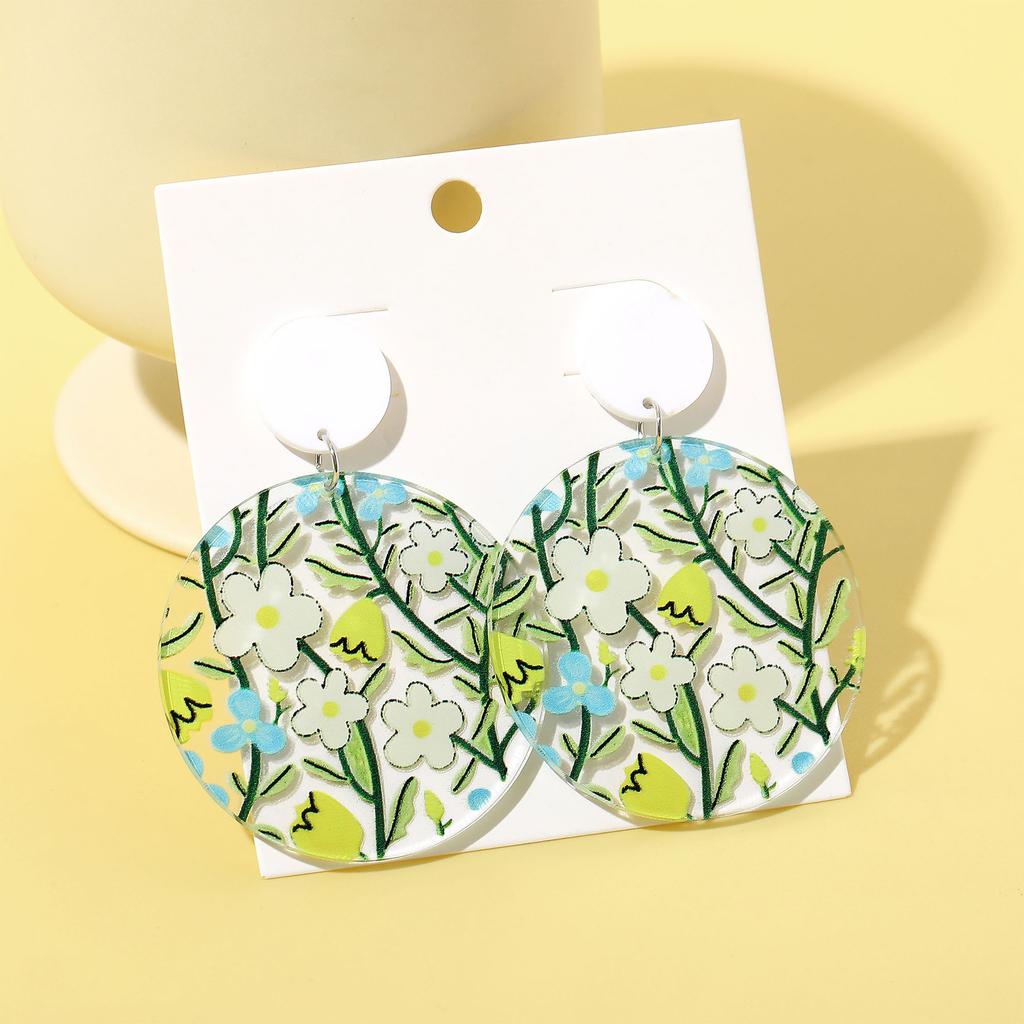 Kvinner Frisk Skogstil Blomstermønster Gjennomsiktig Akryl Øredråpe Øredobb