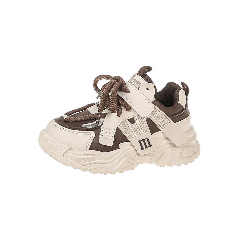 Girls shoes sports shoes leather surface children's dad shoes 2025 spring and autumn new soft-soled breathable casual shoes medium and old children