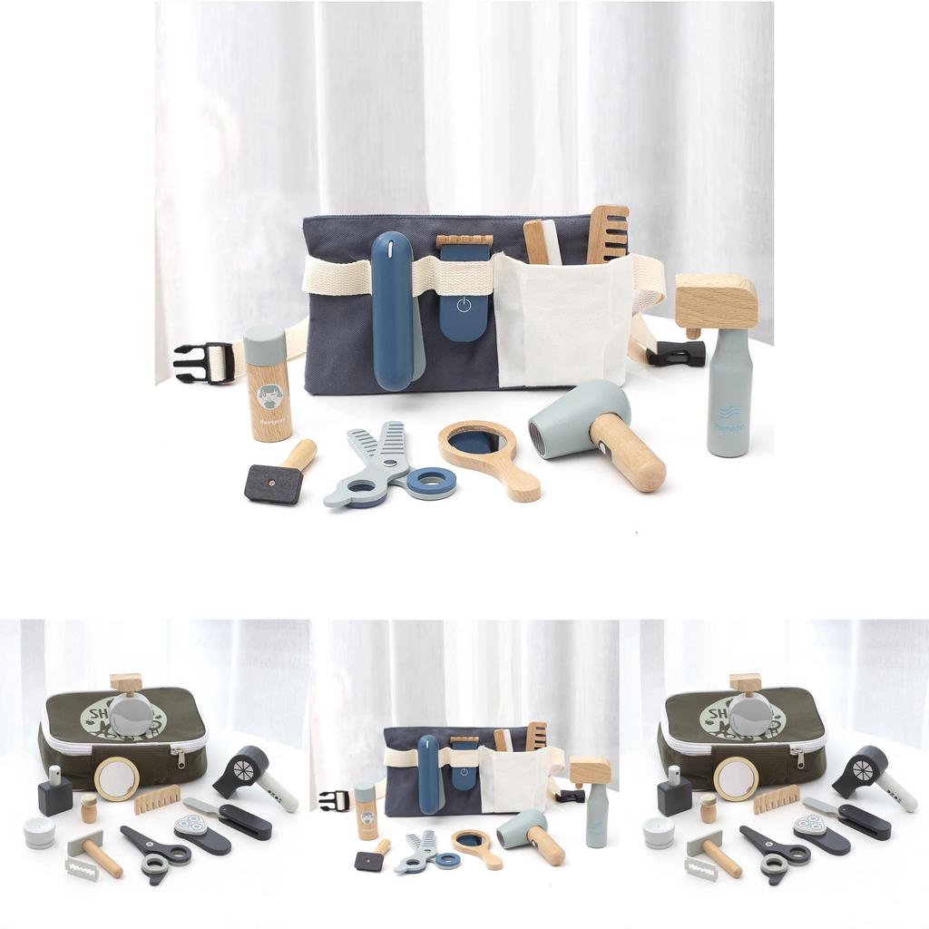 Çocuklar İçin Rol Oyunu ve Hayal Gücü Amaçlı Ahşap Saç Şekillendirme Oyun Seti ve Saklama Çantası