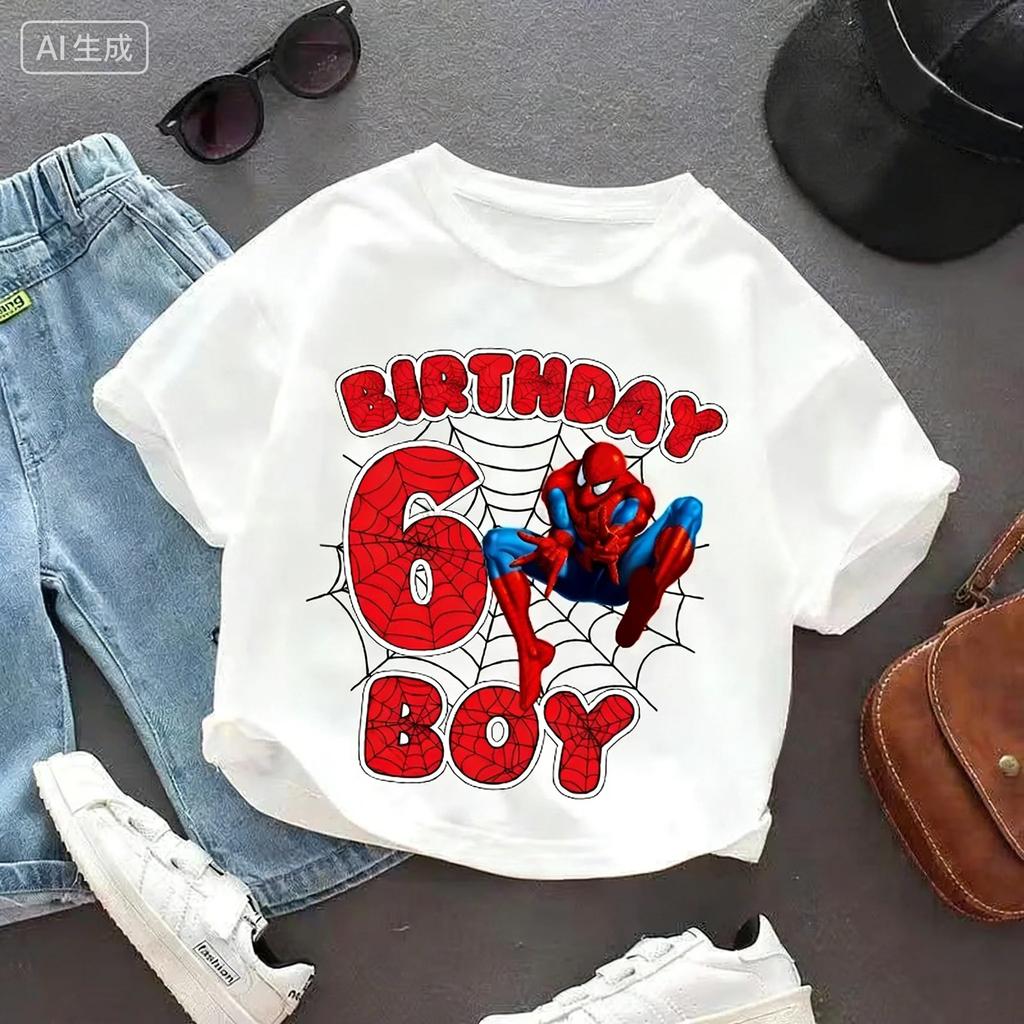 Marvel SpiderMan Summer Tshirt 19 Years Old Birthday Number Style Childrens Boy Girl Shortsleeved Party Shirt As A Gift Top