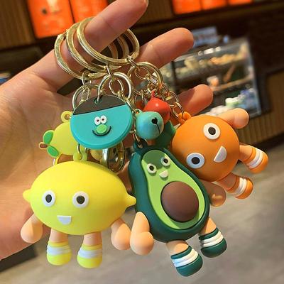 Fruit Family Cartoon Avocado Orange Lemon Keychain - Cute Doll Fashion Bag Charm