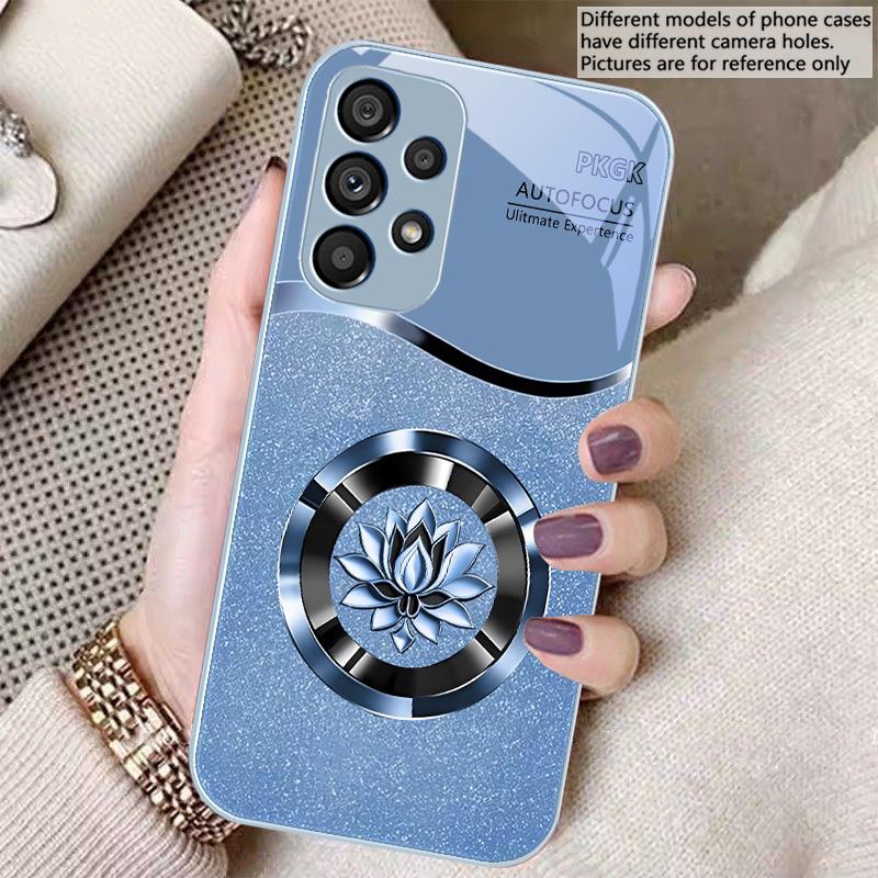 

Gradient Golden Lotus For Samsung S8 S9 S10 S20 U ltra S21 Pro S22 Plus S23 FE S24 Ultra S25 Edge S25Ultra Glass Phone Case Galaxy S8