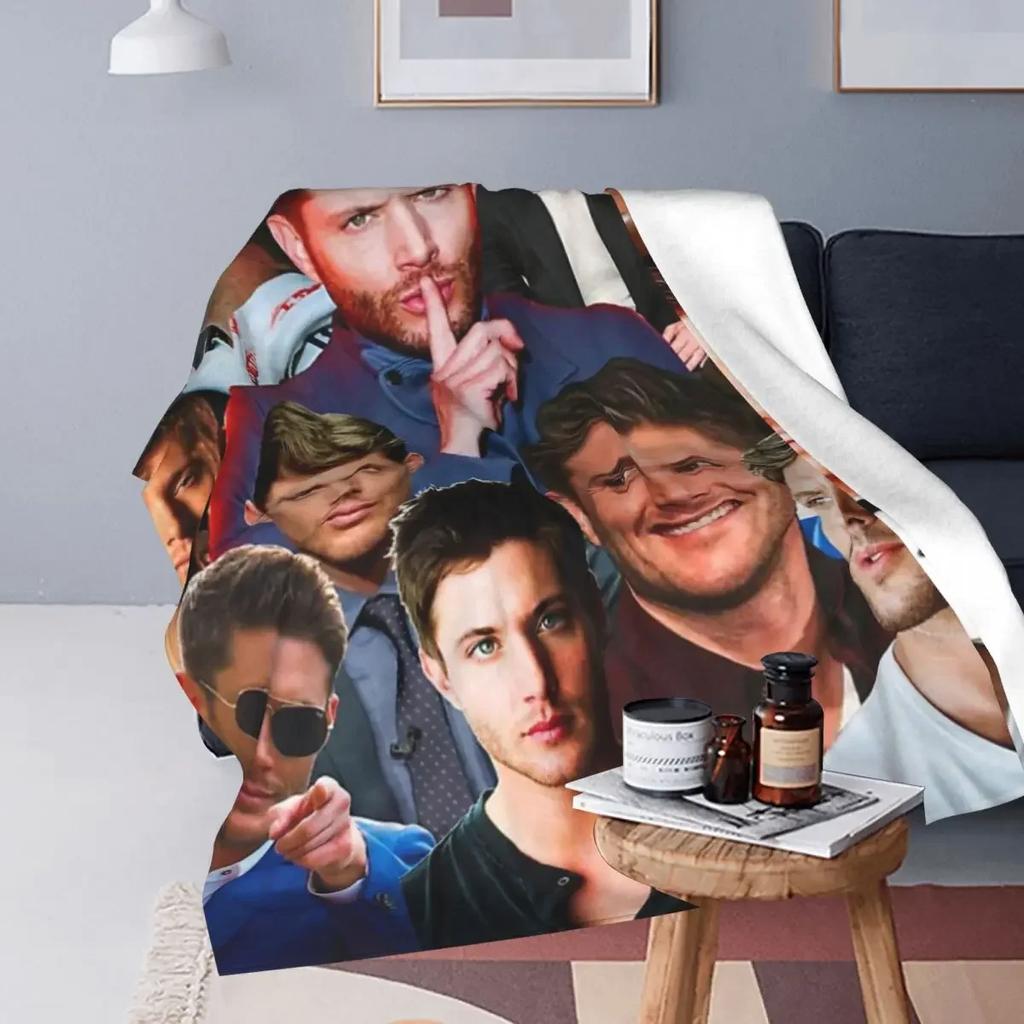 Throw Blanket Jensen Ackles Micro Fleece Blanket Four Sizes Retro Portable For Camping AntiPilling Blanket