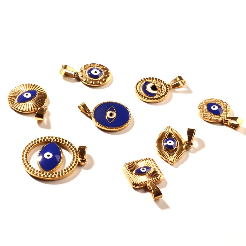 Epoxy Demon Eye Retro Pendant Necklace DIY Jewelry Accessory