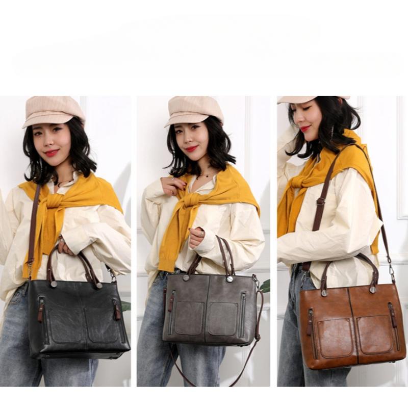 Modische neue europäische und amerikanische Schultertasche mit großem Fassungsvermögen, Retro Damen-Tragetasche, einfache diagonale Umhängetasche, Trendartikel