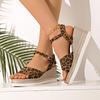 Fashion 2025 Summer Womens Shoes Leopard Print Wedges Sandals Women Plus Size Ankle Buckle Platform Sandles Woman Light Chunky Sandalias