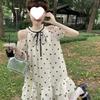 French Sweet Off-the-shoulder Polka Dot Dress Women's Summer New Small Temperament Fluffy Short Skirt Doll Skirt