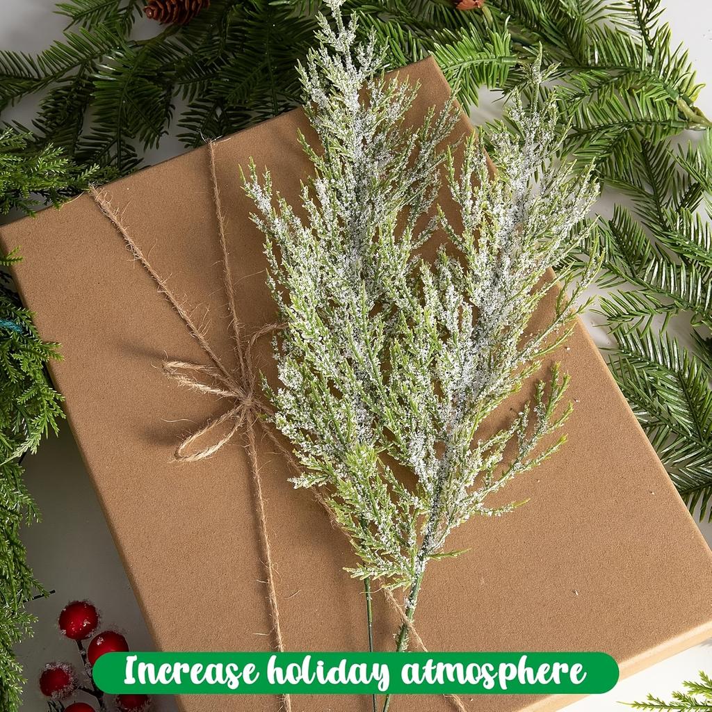 1pcs Green Christmas Artificial Pine Needles Branches Picks for Crafts Garland Wreath Twigs Stems Tree Decorations Fake Greenery