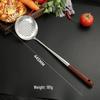 Extended Wooden Handle Stainless Steel Slotted Spoon
