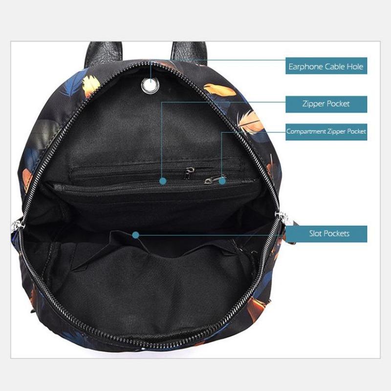 1Pc Feather Butterfly Print Backpack Female Oxford Cloth Waterproof Travel Casual Schoolbag Brand Ladies Large Capacity Backpack for Teenagers