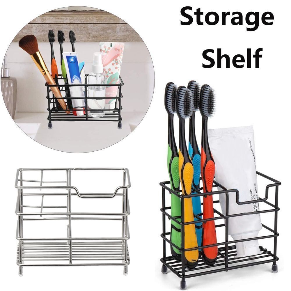 Stainless Steel Toothbrush Holder 5-Slot Layout Bathroom Organizer Storage Holder Bathroom Sink