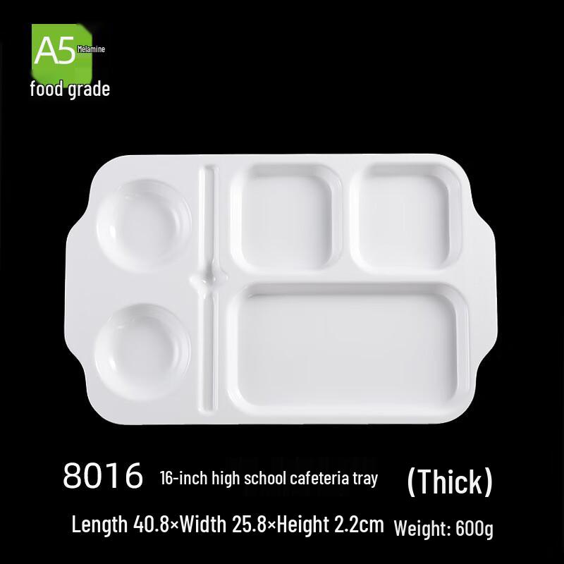 

Beilaien 16-inch White Melamine Canteen Plate, Pack of 5