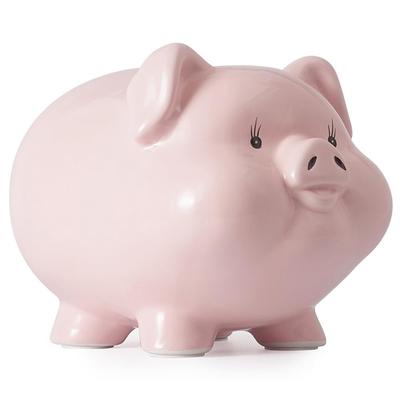 Cute Ceramic Pig Piggy Bank, Accepts Banknotes and Coins, Unbreakable Pig Piggy Bank for Children, Perfect As a New Year's or Birthday Gift (both Depo