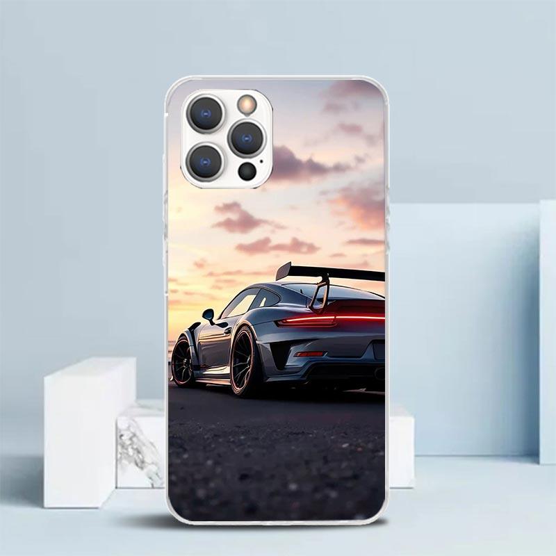 Sports Car 911 Soft Cover for iPhone 16 17 Air 15 14 Pro Max 16E Phone Case 13 Mini 12 11 7 SE 8 Print Pattern Fit Cases 16 17 A