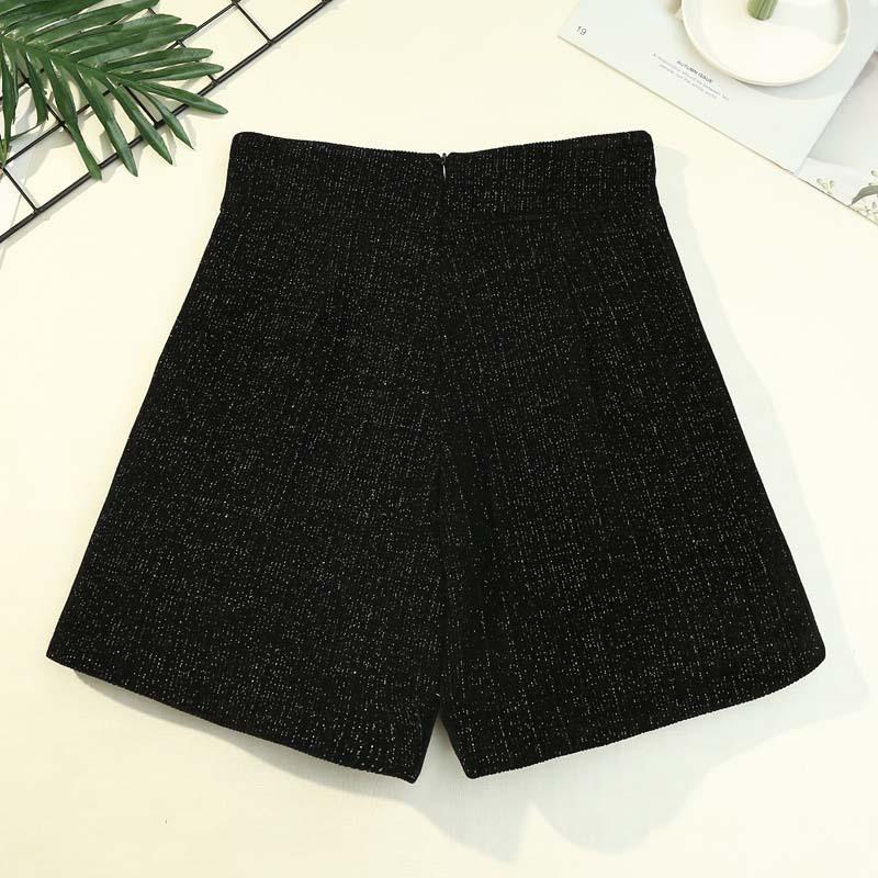High Waist Shorts Women's Thick Double-breasted Wide-leg Pants