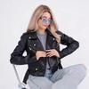 Damen Slim Fit PU-Leder Motorradjacke mit schrägem Reißverschluss
