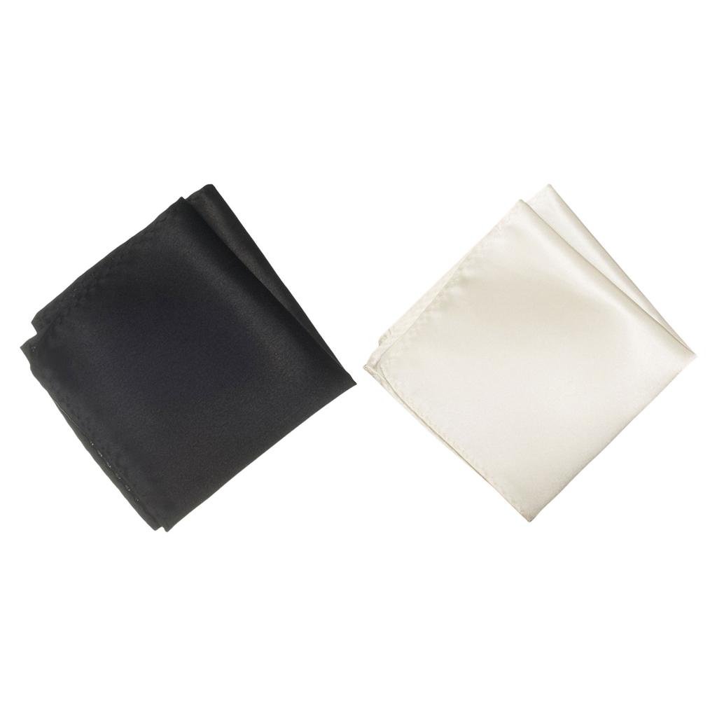 2PCS Men's Pocket Square Classical Rayon Handkerchief For Business Meeting Formal Occasion Solid Color Banquet Kerchief