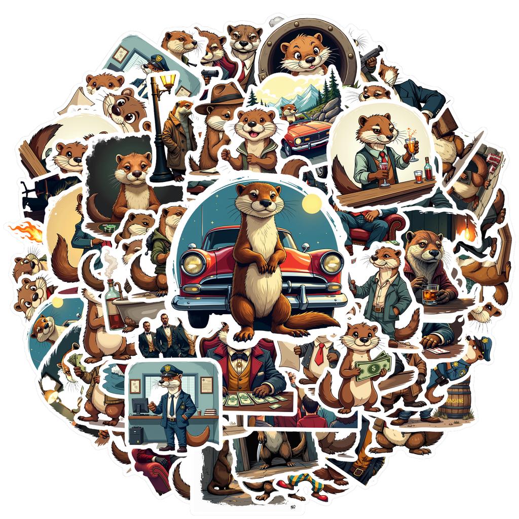 35-100pcs Cartoon Otter Decals Stickers Teacher Reward Stationery Diy Water Bottle Suitcase Phone Graffiti Sticker