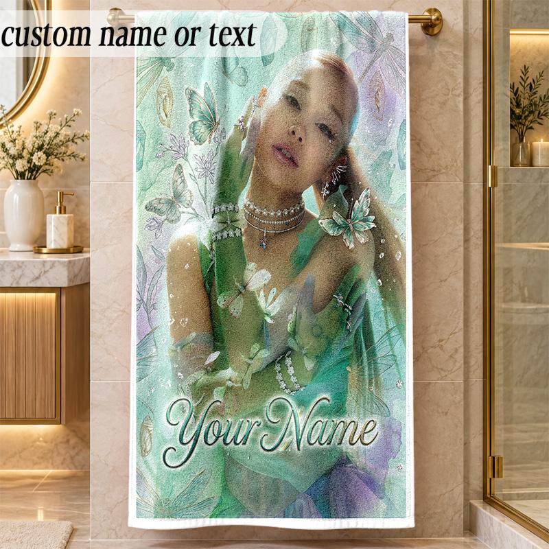 Beach TowelAriana Grande Custom Name Text Personalized Soft Towel for Beach Pool Indoor Home Decor Gift