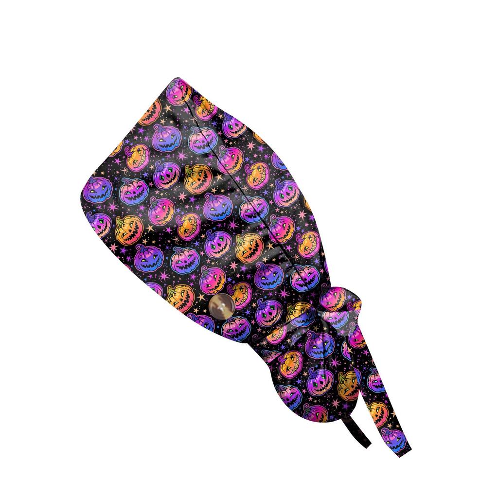 Nurse Halloween Surgical Cap Doctor Hat Baotou Caps Sweat-absorbent Towel Buckle Printing Pure Cotton Fashion Hats For Women Men