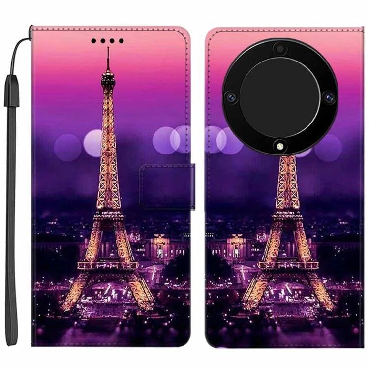 

Для Honor X9a 5G чехол для телефона из искусственной кожи с узором и принтом, складной чехол-кошелек с подставкой и ремешком