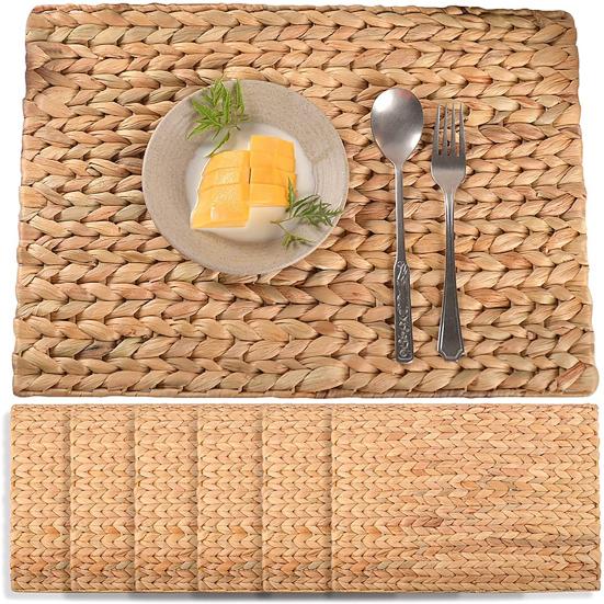 Tapete de mesa resistente al calor, mano de obra exquisita, forma rectangular, diseño trenzado Vintage, tapete para vajilla para el hogar