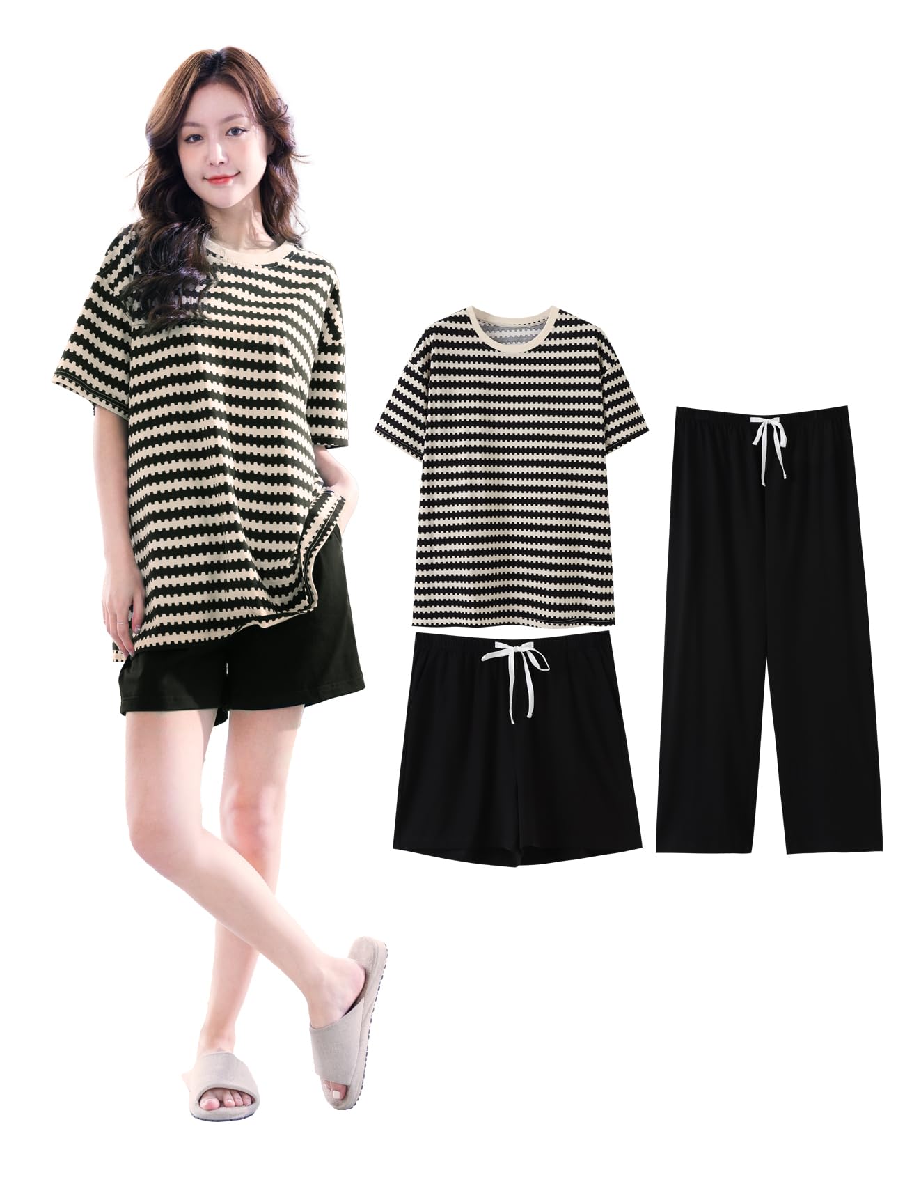 

Beatgos Stretch Cotton Pajamas and Loungewear Cute for Spring and Summer Women s Set, (19801 XL)