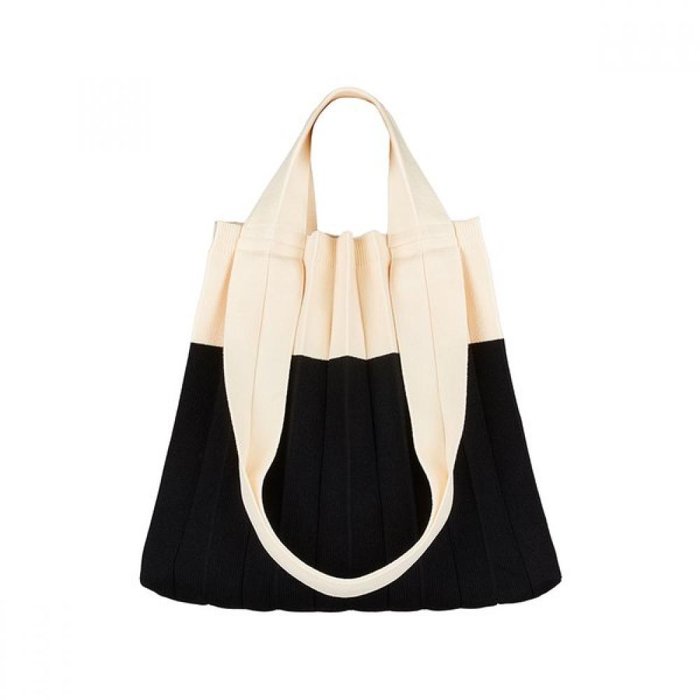 Pleatsmama Two Way Shopper Bag White Black