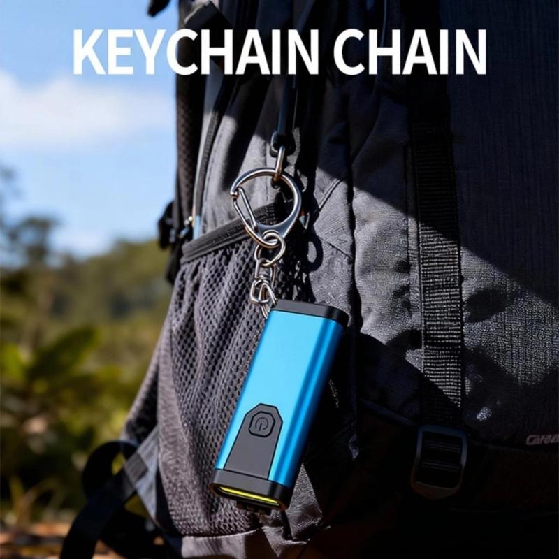 Rechargeable Keychain Flashlight Waterproof LED Light With USB Charging Port For Travel Camping Hiking Outdoor