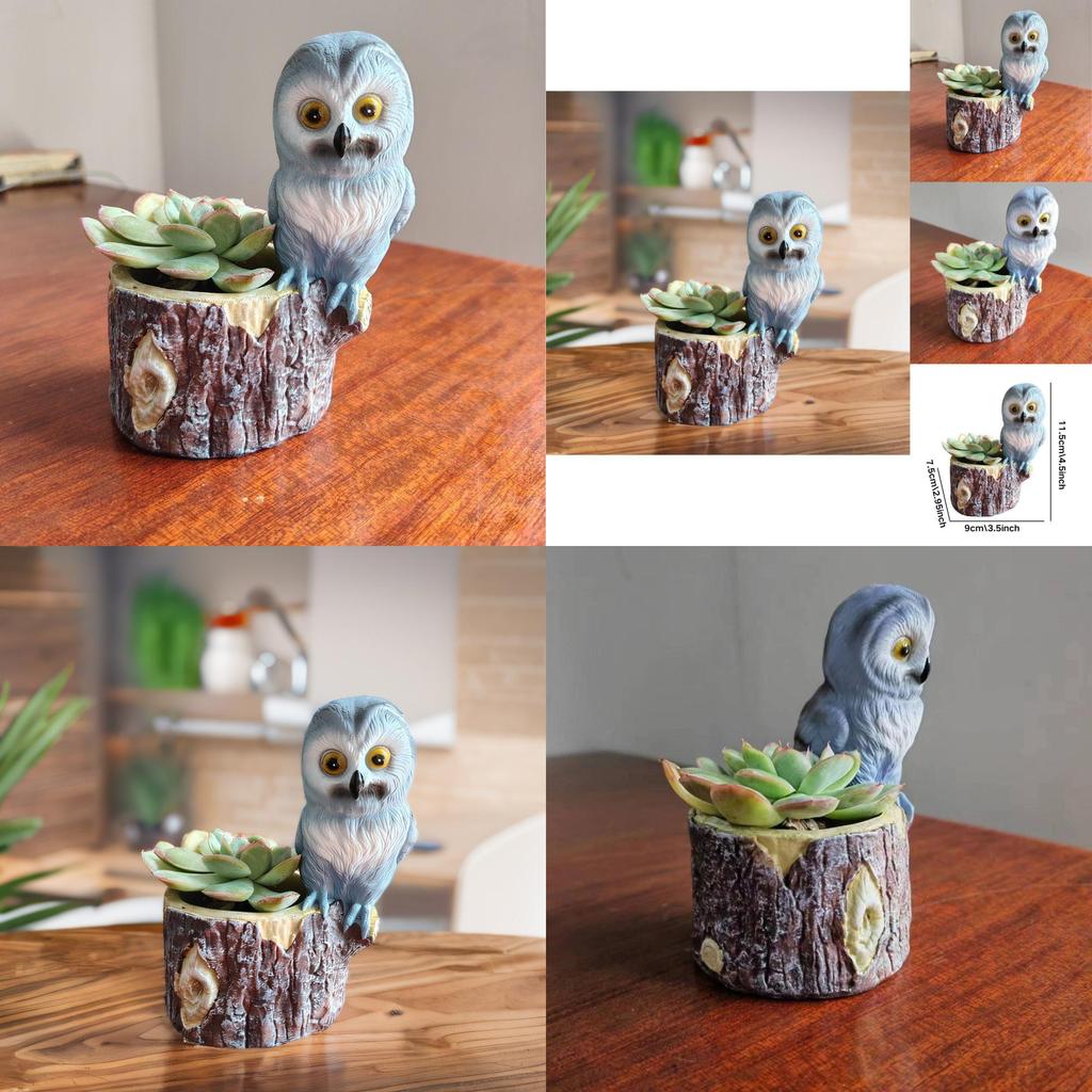 Stylish Owl Planter Elegant Resin Flower Pot For Contemporary Home Dcor