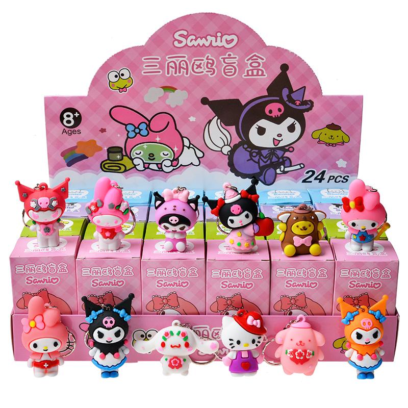 

24 шт./Набор Sanrio Hello Kitty Kuromi Слепой ящик Аниме Фигурка Модель Брелок Подвеска Декоративная Игрушка Для Детского Рождественского Подарка