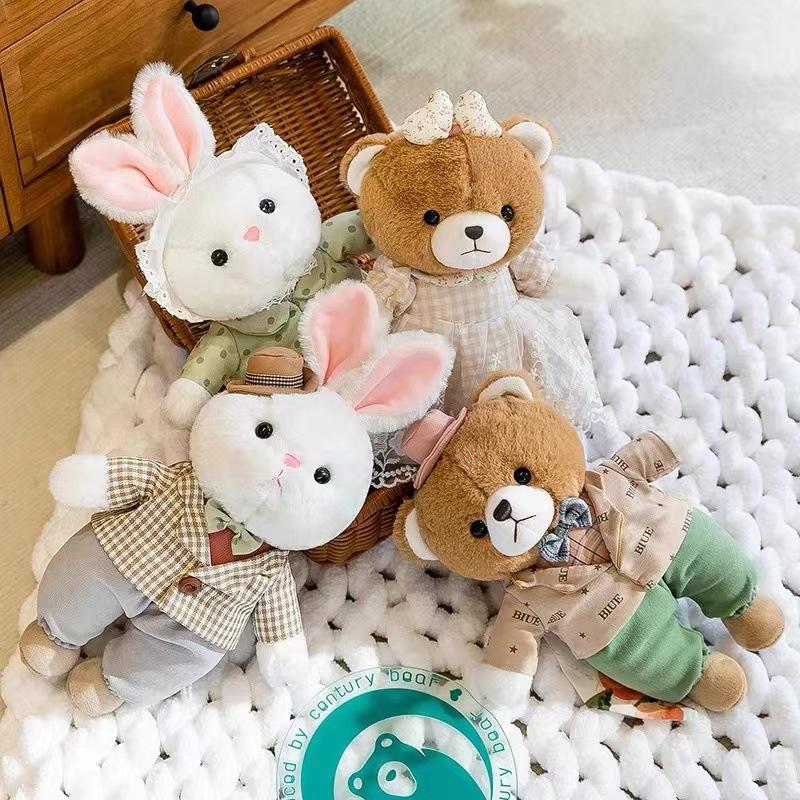 Cute Love Bear Teddy Bear Couple Little White Rabbit Couple Giving Birthday Gifts To Men and Women Valentine's Day Partner