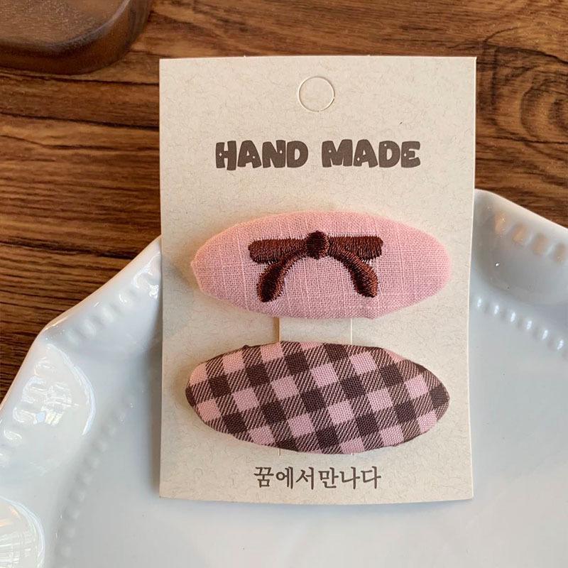 Pink Bow Fabric Hair Clip - Korean Style Coffee Hair Accessory for Women
