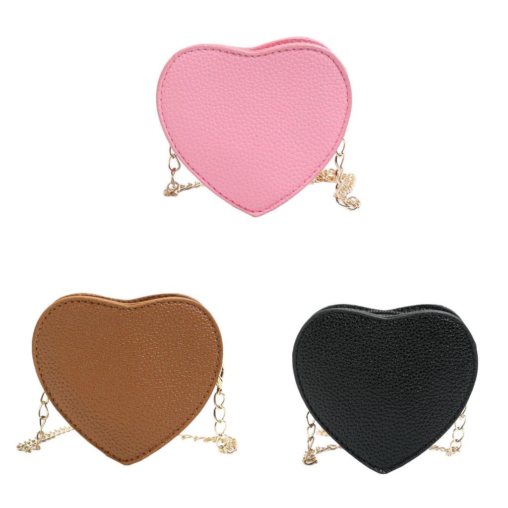 Pu Mini Heartshaped Shoulder Bag With Zipper Closure For Daily Use