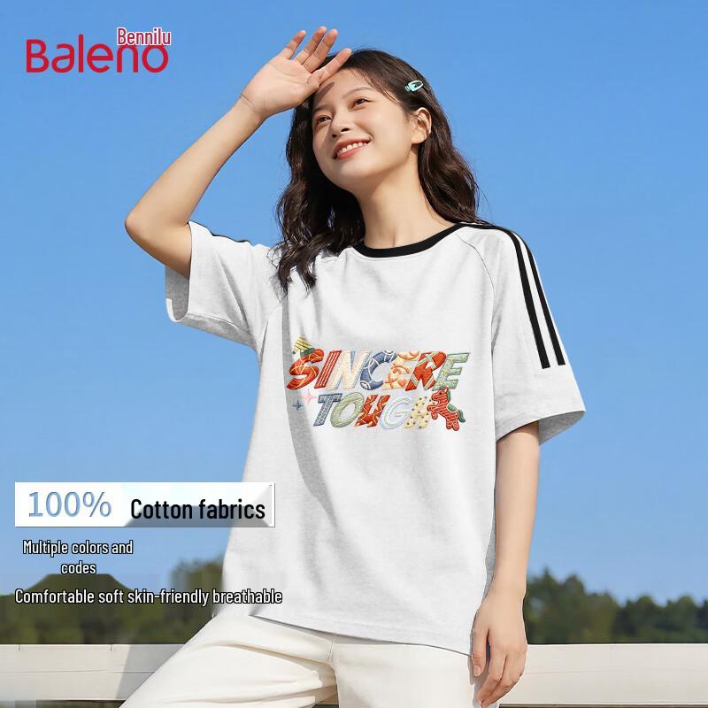Baleno Women s American Style Striped Short Sleeve T-Shirt L
