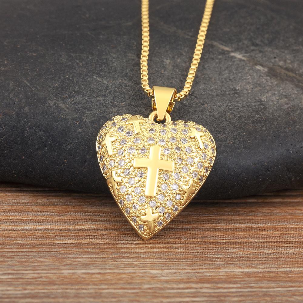 Nidin New Retro Aesthetic Heart Shape Cross/Star/Evil Eye Pattern Pendant Necklace For Women Men Jewelry Wholesale Accessories