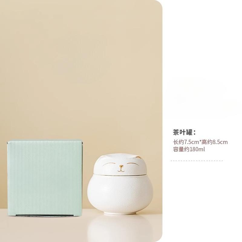 

Small ceramic lucky cat tea can creative Chinese style household sealed moisture-proof tea storage compartment