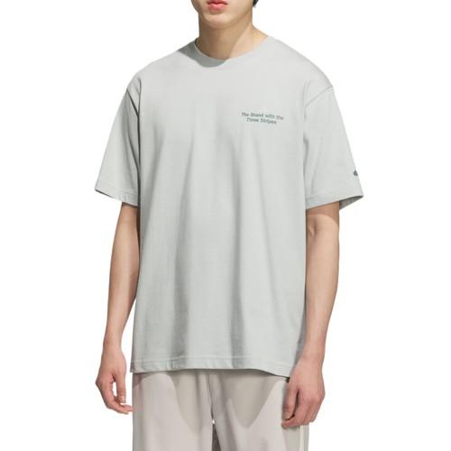 adidas Men’s Solid Color Letter Short-Sleeve T-Shirt, Silver