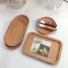 Wood Serving Plate Square & Round Dessert Tray Fruit Dessert Cake Snack Candy Platter Wooden Bowls