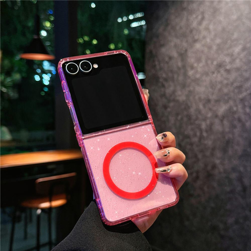 Applicable To Samsung Zflip7 Mobile Phone Case Zflip 5th Generation Folding Screen Flip Zflip6 Laser Gradual Change Magnetic Case