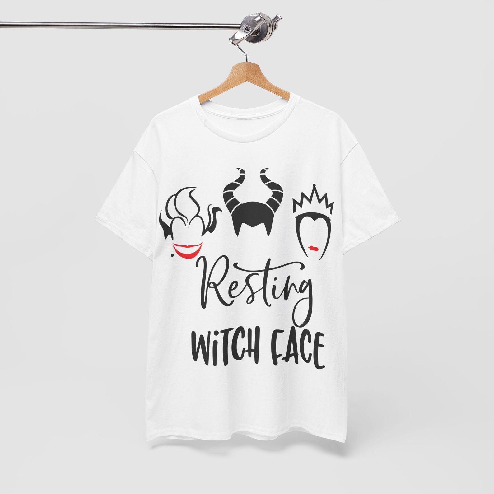 Resting Witch Face T-Shirt | Halloween Witch Faces Graphic Tee XL
