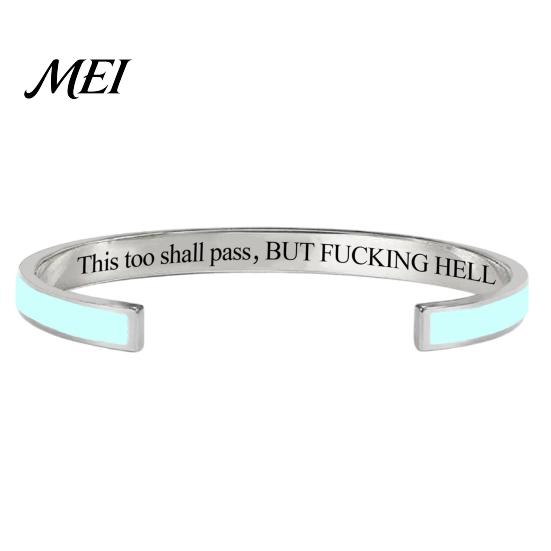 Inspirational Bracelet This Too Shall Pass Mantra Cuff Bracelet, Adjustable Engraved Motivational Gift for Encouragement Bangle Hidden Information