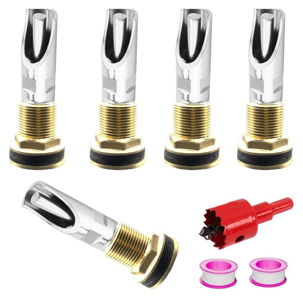 5 Pieces Multipurpose Pigs Nipple Waterer Stainless Steel Automatic Drinker Set for Barrels with Tanks Connectors